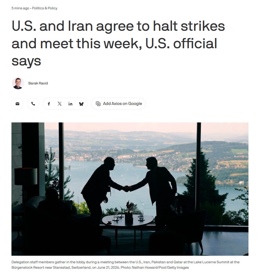 AXIOS: “USA E IRAN HANNO DECISO DI CESSARE GLI ATTACCHI E DI INCONTRARSI MARTEDÌ A DOHA”