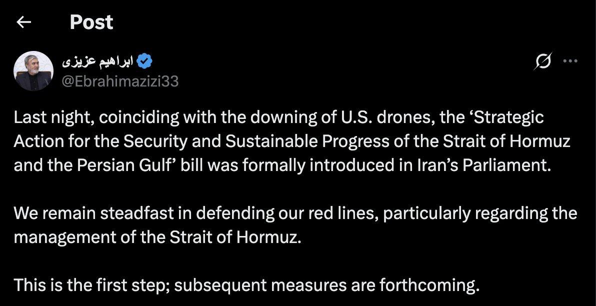 IRAN ANNUNCIA MISURE STRATEGICHE SU HORMUZ