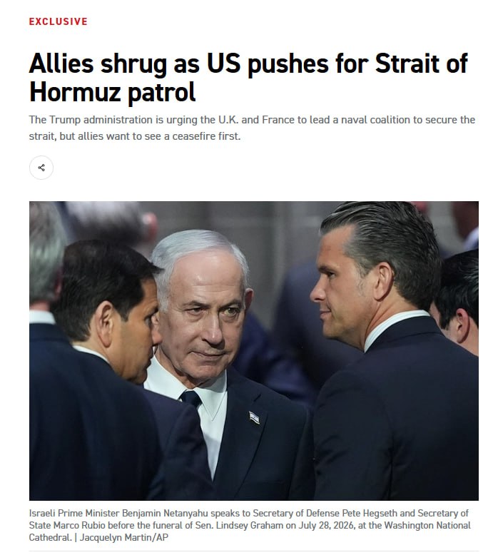 GLI ALLEATI IGNORANO LA RICHIESTA DEGLI USA DI PATTUGLIARE LO STRETTO DI HORMUZ