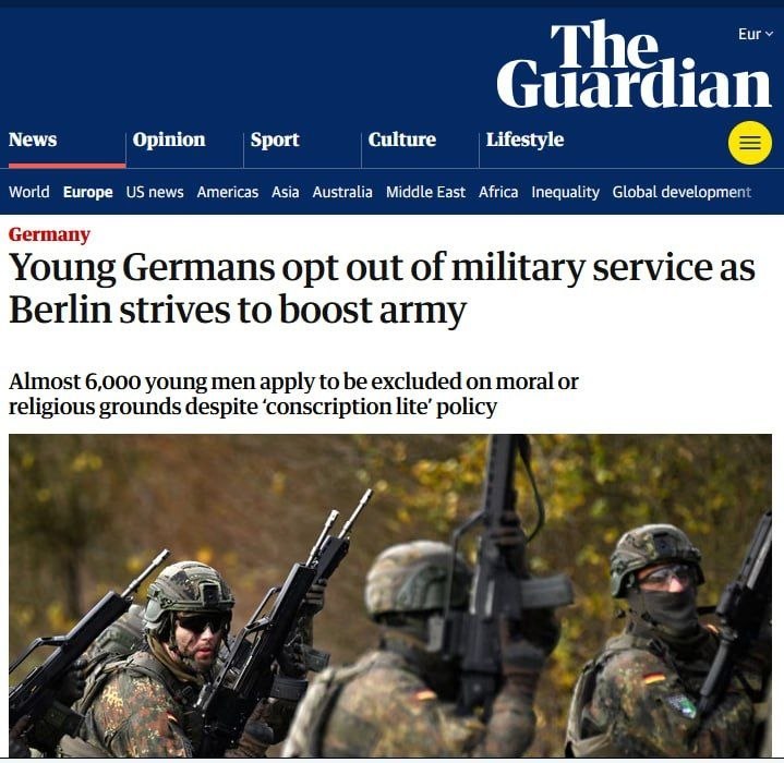 IN GERMANIA SI REGISTRA UN NUMERO RECORD DI UOMINI CHE RIFIUTANO IL SERVIZIO MILITARE