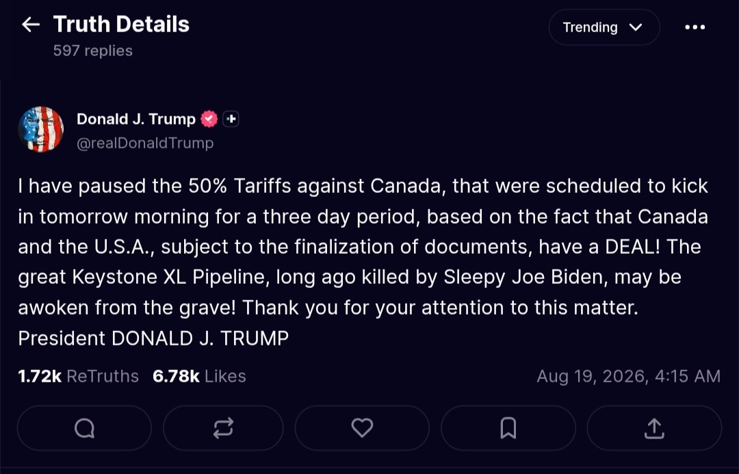 TRUMP SOSPENDE I DAZI CON IL CANADA