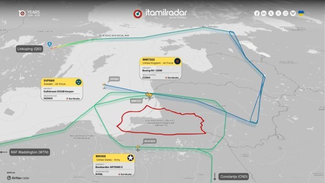 TRE AEREI ISR OPERANO SOPRA IL BALTICO, MENTRE LA SORVEGLIANZA NATO SI CONCENTRA SU KALININGRAD
